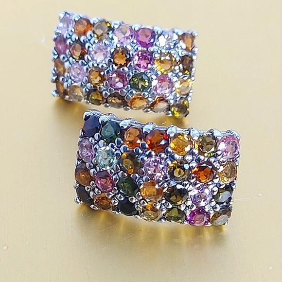 Natural Tourmaline 3mm‎ 14K White Gold on 925 Sterling Silver Earrings - Picture 6 of 6